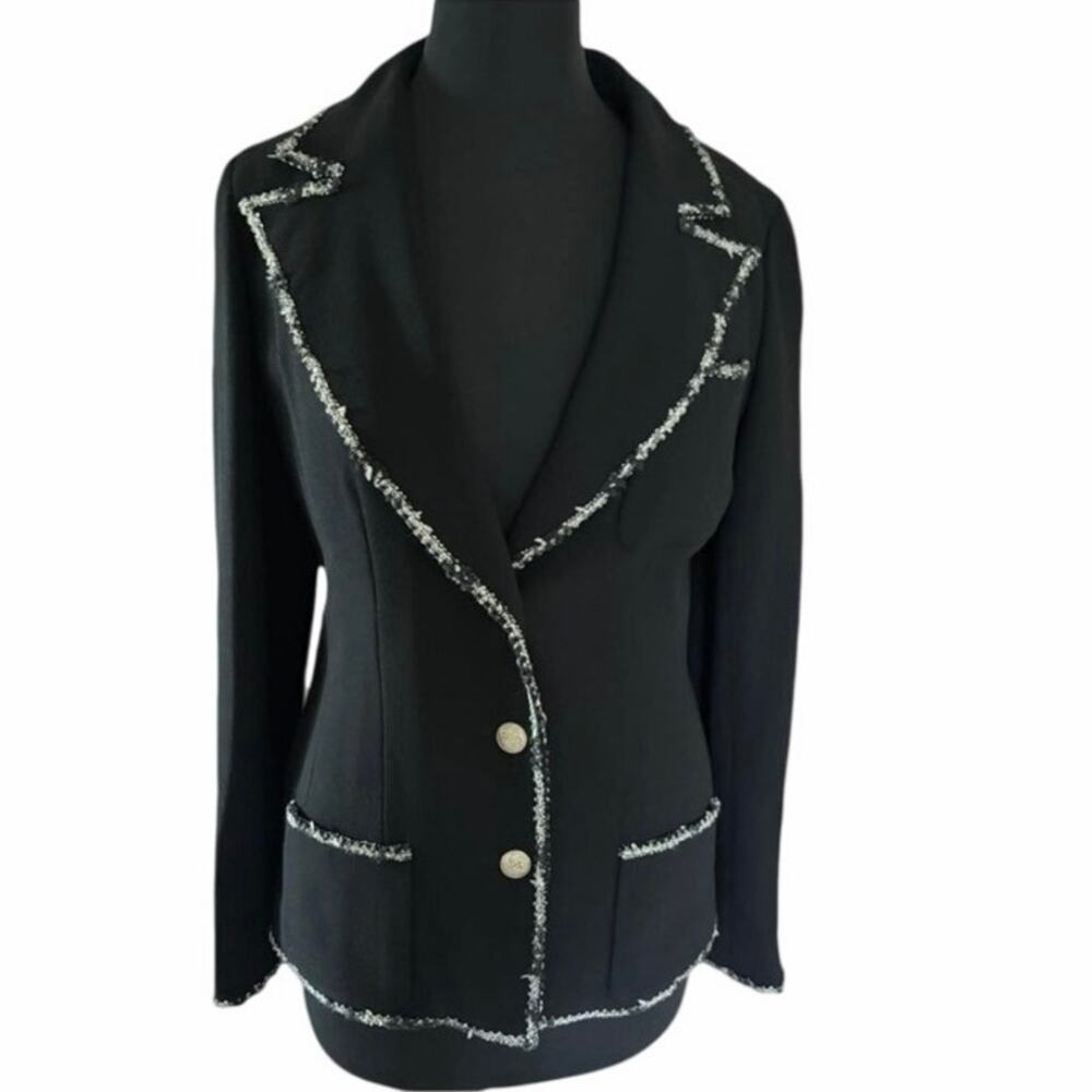 CHANEL 05C Devil Wears Prada Fringe Black Wool Blazer Jacket FR38 XS S 4 6